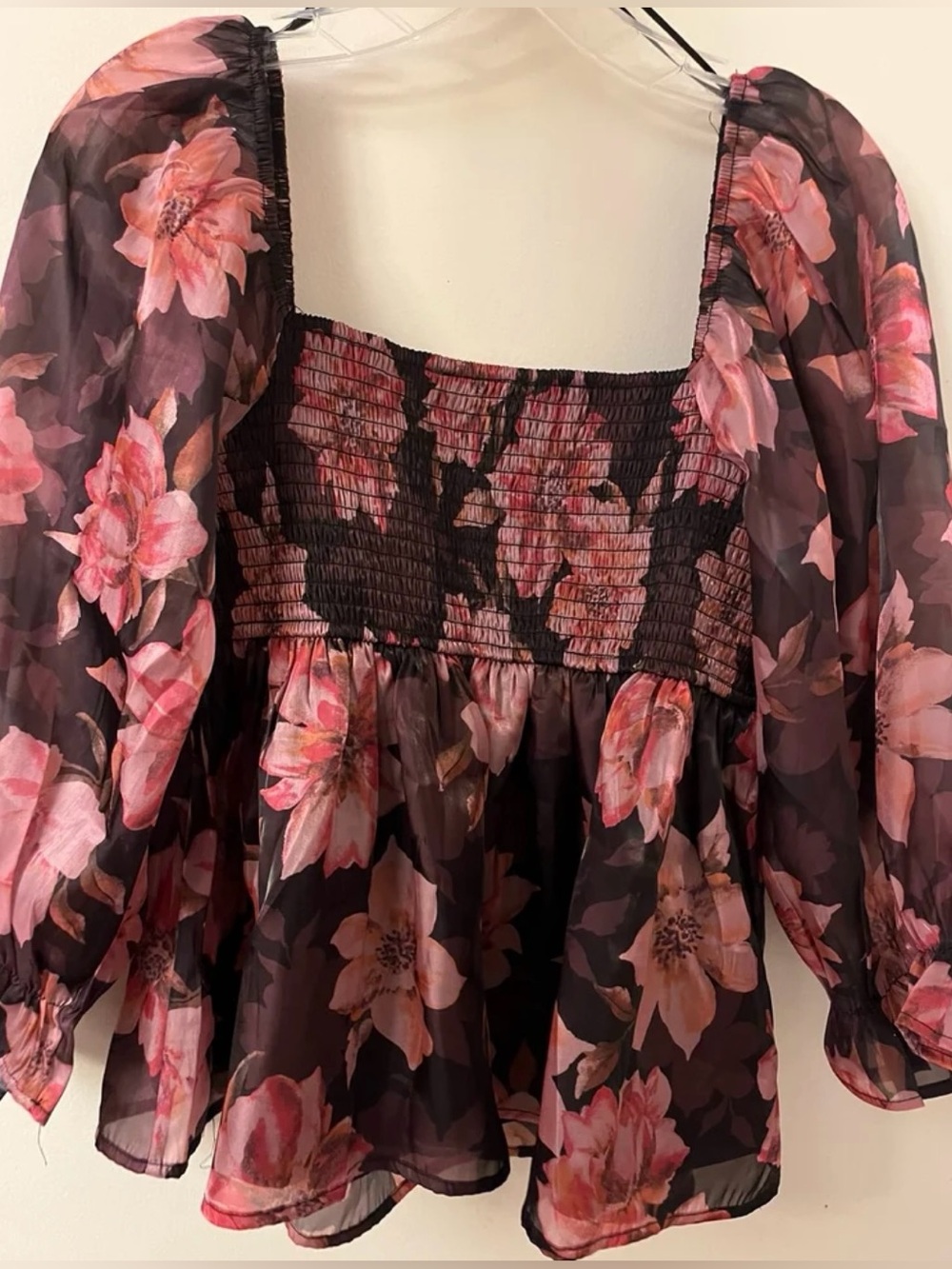 Thirty/Thirty LA Womens' Modern Sheer Floral Babydoll Blouse NWT - Picture 4 of 4